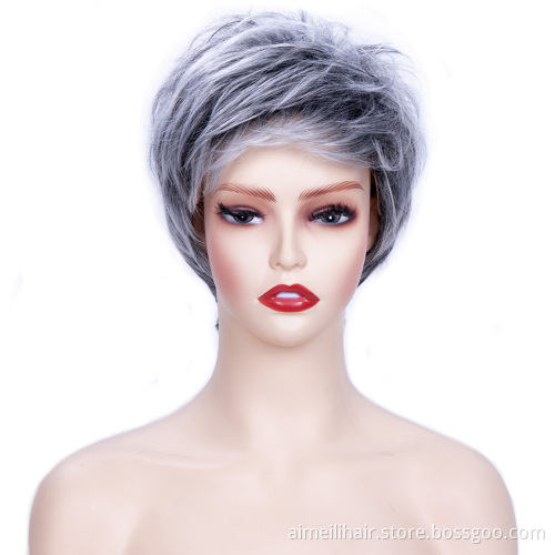 Wholesale African Wigs Black Ombre Purple Cosplay Wig Ladies Hair Natural Short Kinky  Curly for Black Women Synthetic Hair Wigs